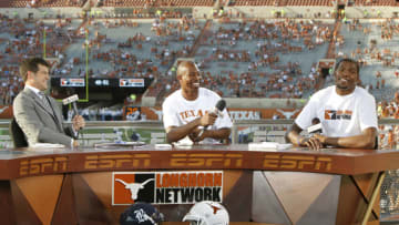Commentator Lowell Galindo of the Longhorn Network (Photo by Erich Schlegel/Getty Images)