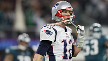 MINNEAPOLIS, MN - FEBRUARY 04: Tom Brady #12 of the New England Patriots reacts against the Philadelphia Eagles during the fourth quarter in Super Bowl LII at U.S. Bank Stadium on February 4, 2018 in Minneapolis, Minnesota. (Photo by Patrick Smith/Getty Images)