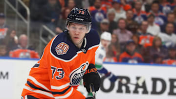 EDMONTON, AB - DECEMBER 27: Edmonton Oilers Left Wing Valentin Zykov (73) in game action in the first period during the Edmonton Oilers game versus the Vancouver Canucks on December 27, 2018 at Rogers Place in Edmonton, AB. (Photo by Curtis Comeau/Icon Sportswire via Getty Images)