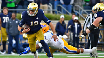 Notre Dame Fighting Irish quarterback Ian Book - Mandatory Credit: Matt Cashore-USA TODAY Sports
