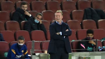 Barcelona coach Ronald Koeman. (Photo by LLUIS GENE / AFP) (Photo by LLUIS GENE/AFP via Getty Images)