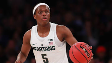 NEW YORK, NY - NOVEMBER 15: Cassius Winston #5 of the Michigan State Spartans in action against the Kentucky Wildcats during the first half at Madison Square Garden on November 15, 2016 in New York City. (Photo by Michael Reaves/Getty Images)