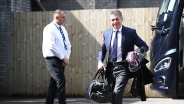 BURNLEY, ENGLAND - APRIL 14: Claude Puel, Manager of Leicester City arrives at the stadium prior to the Premier League match between Burnley and Leicester City at Turf Moor on April 14, 2018 in Burnley, England. (Photo by Matthew Lewis/Getty Images)