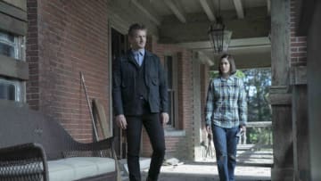 CASTLE ROCK -- "The Word" - Episode 207 -- An angel watches over this place. Ace (Paul Sparks) and Annie (Lizzy Caplan), shown. (Photo by: Dana Starbard/Hulu)