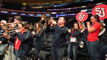 The band for the St. John's basketball team performs at Madison Square Garden. (Photo by Porter Binks/Getty Images).