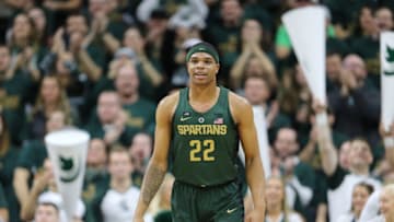 EAST LANSING, MI - JANUARY 4: Xavier Tilman #23 of the Michigan State Spartans during the game against the Maryland Terrapins at Breslin Center on January 4, 2018 in East Lansing, Michigan. (Photo by Rey Del Rio/Getty Images)