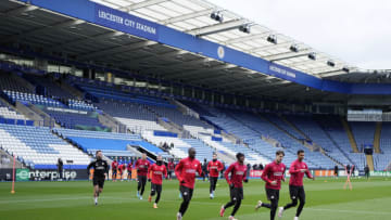 PSV players, including Noni Madueke during training at Leicester City (Photo by Photo Prestige/Soccrates/Getty Images)