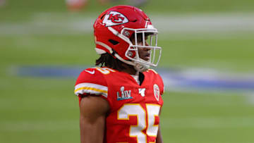 MIAMI, FLORIDA - FEBRUARY 02: Charvarius Ward #35 of the Kansas City Chiefs looks on before Super Bowl LIV at Hard Rock Stadium on February 02, 2020 in Miami, Florida. (Photo by Ronald Martinez/Getty Images)