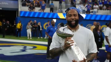 Sep 8, 2022; Inglewood, California, USA; American football player Odell Beckham Jr before the game between the Los Angeles Rams and the Buffalo Bills at SoFi Stadium. Mandatory Credit: Kirby Lee-USA TODAY Sports