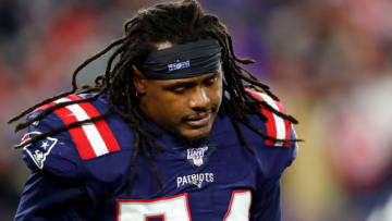 FOXBOROUGH, MASSACHUSETTS - DECEMBER 08: Dont'a Hightower #54 of the New England Patriots looks on during the game against the Kansas City Chiefs at Gillette Stadium on December 08, 2019 in Foxborough, Massachusetts. (Photo by Maddie Meyer/Getty Images)