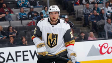 SAN JOSE, CA - SEPTEMBER 21: Stefan Matteau #25 of the Vegas Golden Knights skates against the San Jose Sharks at SAP Center on September 21, 2017 in San Jose, California. (Photo by Rocky W. Widner/NHL/Getty Images)