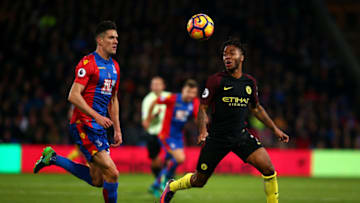 LONDON, ENGLAND - NOVEMBER 19: Raheem Sterling (R) of Man City looks to break away from Martin Kelly of Palace during the Premier League match between Crystal Palace and Manchester City at Selhurst Park on November 19, 2016 in London, England. (Photo by Charlie Crowhurst/Getty Images)