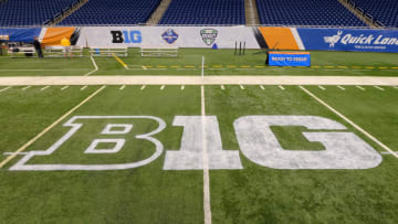 DETROIT, MI - DECEMBER 28: A detailed view of the Big Ten logo painted on the field prior to the Quick Lane Bowl between the Minnesota Golden Gophers and the Central Michigan Chippewas at Ford Field on December 28, 2015 in Detroit, Michigan. Minnesota defeated Central Michigan 21-14. (Photo by Mark Cunningham/Getty Images)