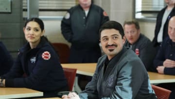 CHICAGO FIRE -- "The Strongest Among Us" Episode 620 -- Pictured: (l-r) Miranda Rae Mayo as Stella Kidd, Yuri Sardarov as Otis -- (Photo by: Elizabeth Morris/NBC)