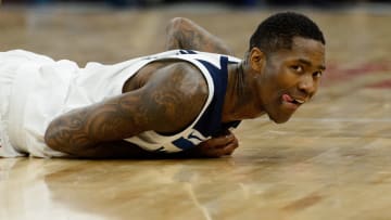 MINNEAPOLIS, MN - JANUARY 12: Jamal Crawford #11 of the Minnesota Timberwolves reacts to being fouled on a three-point shot during the game against the New York Knicks on January 12, 2018 at the Target Center in Minneapolis, Minnesota. NOTE TO USER: User expressly acknowledges and agrees that, by downloading and or using this Photograph, user is consenting to the terms and conditions of the Getty Images License Agreement. (Photo by Hannah Foslien/Getty Images)