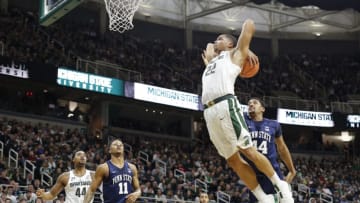 EAST LANSING, MI - JANUARY 31: Miles Bridges #22 of the Michigan State Spartans dunks the ball during a game against the Penn State Nittany Lions at Breslin Center on January 31, 2018 in East Lansing, Michigan. (Photo by Rey Del Rio/Getty Images)