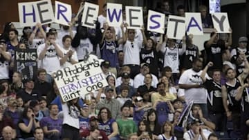 Mar 24, 2013; Sacramento, CA, USA; Sacramento Kings fans hold signs during the second quarter against the Philadelphia 76ers at Sleep Train Arena. Mandatory Credit: Kelley L Cox-USA TODAY Sports