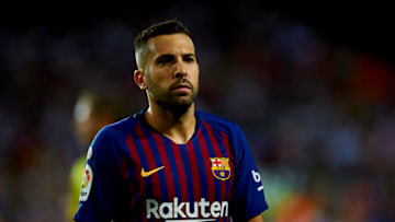 Jordi Alba during the week 8 of La Liga match between Valencia CF and FC Barcelona at Mestalla Stadium in Valencia, Spain on October 7, 2018. (Photo by Jose Breton/NurPhoto via Getty Images)