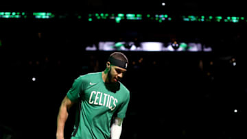 BOSTON, MASSACHUSETTS - JANUARY 22: Jayson Tatum #0 of the Boston Celtics is announced before the game against the Memphis Grizzlies at TD Garden on January 22, 2020 in Boston, Massachusetts. (Photo by Maddie Meyer/Getty Images)