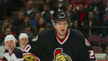 2003 Season: Player Magnus Arvedson of the Ottawa Senators. (Photo by Bruce Bennett Studios/Getty Images)