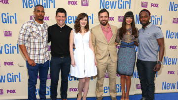 LOS ANGELES, CA - MAY 08: (L-R) Actors Damon Wayans Jr., Max Greenfield, Zooey Deschanel, Jake Johnson, Hannah Simone, and Lamorne Morris attend the 'New Girl' Season 3 Finale Screening and cast Q&A at Zanuck Theater at 20th Century Fox Lot on May 8, 2014 in Los Angeles, California. (Photo by Imeh Akpanudosen/Getty Images)
