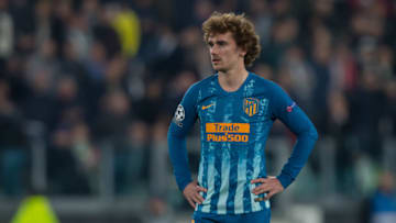 TURIN, ITALY - MARCH 12: Antoine Griezmann of Club de Atletico Madrid looks on during the UEFA Champions League Round of 16 Second Leg match between Juventus and Club de Atletico Madrid at Allianz Stadium on March 12, 2019 in Turin, Italy. (Photo by TF-Images/Getty Images)