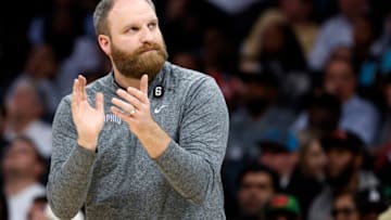 CHARLOTTE, NORTH CAROLINA - JANUARY 04: Head coach Taylor Jenkins of the Memphis Grizzlies reacts during the second half of the game against the Charlotte Hornets at Spectrum Center on January 04, 2023 in Charlotte, North Carolina. NOTE TO USER: User expressly acknowledges and agrees that, by downloading and or using this photograph, User is consenting to the terms and conditions of the Getty Images License Agreement. (Photo by Jared C. Tilton/Getty Images)