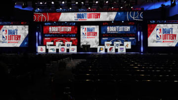 A general view of the stage before the 2022 NBA Draft Lottery at McCormick Place. (Photo by: David Banks-USA TODAY Sports)