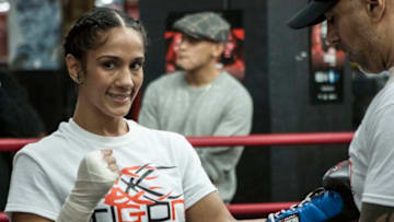 BROOKLYN, NY - JULY 30: Amanda Serrano works out in preparation for her upcoming fight at Gleason's Gym July 30, 2017 in Brooklyn, New York (Photo by Bill Tompkins/Getty Images)