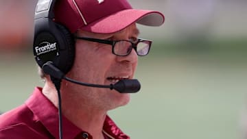 WINSTON SALEM, NC - SEPTEMBER 30: Head coach Jimbo Fisher of the Florida State Seminoles watches on against the Wake Forest Demon Deacons during their game at BB