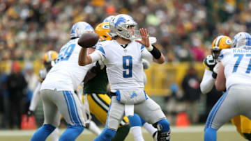 GREEN BAY, WISCONSIN - DECEMBER 30: Matthew Stafford #9 of the Detroit Lions throws a pass during the first half of a game against the Green Bay Packers at Lambeau Field on December 30, 2018 in Green Bay, Wisconsin. (Photo by Dylan Buell/Getty Images)