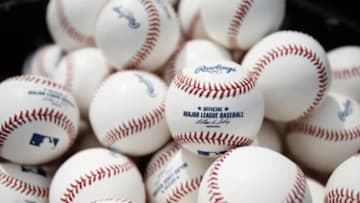 Apr 4, 2014; Denver, CO, USA; General view of a pile of baseballs before the opening day baseball game between the Colorado Rockies and the Arizona Diamondbacks at Coors Field. Mandatory Credit: Chris Humphreys-USA TODAY Sports