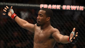 AUSTIN, TX - FEBRUARY 18: Geoff Neal celebrates after submitting Brian Camozzi in their welterweight bout during the UFC Fight Night event at Frank Erwin Center on February 18, 2018 in Austin, Texas. (Photo by Josh Hedges/Zuffa LLC/Zuffa LLC via Getty Images)