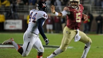 According to TMZ Sports, the NCAA is investigating a report that Florida State Seminoles' quarterback Jameis Winston shaved points in a 42-31 come from behind win over the Louisville Cardinals Mandatory Credit: Melina Vastola-USA TODAY Sports
