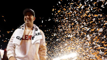 CHARLOTTE, NC - DECEMBER 02: Head coach Dabo Swinney of the Clemson Tigers celebrates after defeating the Miami Hurricanes 38-3 in the ACC Football Championship at Bank of America Stadium on December 2, 2017 in Charlotte, North Carolina. (Photo by Streeter Lecka/Getty Images)