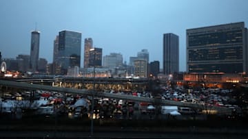 ATLANTA, GA - JANUARY 08: A general view of downtown Atlanta prior to the CFP National Championship presented by AT&T between the Georgia Bulldogs and the Alabama Crimson Tide at Mercedes-Benz Stadium on January 8, 2018 in Atlanta, Georgia. (Photo by Christian Petersen/Getty Images)