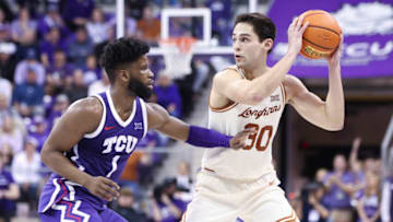 Brock Cunningham, Mike Miles, Texas basketball Mandatory Credit: Kevin Jairaj-USA TODAY Sports