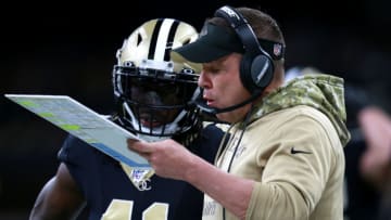 NEW ORLEANS, LOUISIANA - NOVEMBER 10: Head coach Sean Payton of New Orleans Saints calls a play during a NFL game against the Atlanta Falconsat the Mercedes Benz Superdome on November 10, 2019 in New Orleans, Louisiana. (Photo by Sean Gardner/Getty Images)