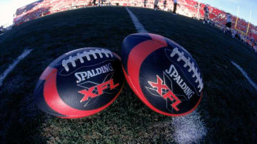 3 Feb 2001: A general view of official XFL Footballs during the game between the New York/New Jersey Hitmen and the Las Vegas Outlaws at the Sam Boyd Stadium in Las Vegas, Nevada. The Outlaws defeated the Hitmen 19-0.Mandatory Credit: Todd Warshaw /Allsport