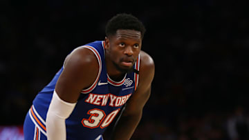 NEW YORK, NEW YORK - MARCH 02: Julius Randle #30 of the New York Knicks in action against the Houston Rockets at Madison Square Garden on March 02, 2020 in New York City. NOTE TO USER: User expressly acknowledges and agrees that, by downloading and or using this photograph, User is consenting to the terms and conditions of the Getty Images License Agreement. New York Knicks defeated the Houston Rockets 125-123. (Photo by Mike Stobe/Getty Images)