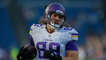 SEATTLE, WA - AUGUST 18: Tight end David Morgan #89 of the Minnesota Vikings warms up prior to the game against the Seattle Seahawks at CenturyLink Field on August 18, 2016 in Seattle, Washington. (Photo by Otto Greule Jr/Getty Images)
