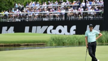 BEDMINSTER, NEW JERSEY - JULY 31: Henrik Stenson of Majesticks GC waits on the sixth green during day three of the LIV Golf Invitational - Bedminster at Trump National Golf Club Bedminster on July 31, 2022 in Bedminster, New Jersey. (Photo by Charles Laberge/LIV Golf via Getty Images)