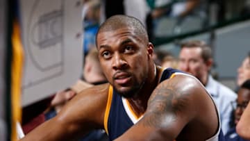 DALLAS, TX - JANUARY 20: Derrick Favors (Photo by Danny Bollinger/NBAE via Getty Images)