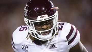 Sep 10, 2022; Tucson, Arizona, USA; Mississippi State Bulldogs linebacker J.P. Purvis (26) against the Arizona Wildcats at Arizona Stadium. Mandatory Credit: Mark J. Rebilas-USA TODAY Sports
