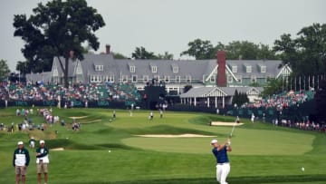 Jun 16, 2016; Oakmont, PA, USA; Jordan Spieth plays his approach to the 15th hole during the first round of the U.S. Open golf tournament at Oakmont Country Club. Mandatory Credit: Kyle Terada-USA TODAY Sports