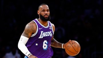 LeBron James #6 of the Los Angeles Lakers at Crypto.com Arena on February 05, 2022 in Los Angeles, California. NOTE TO USER: User expressly acknowledges and agrees that, by downloading and/or using this Photograph, user is consenting to the terms and conditions of the Getty Images License Agreement. (Photo by Ronald Martinez/Getty Images)