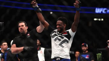 LAS VEGAS, NV - DECEMBER 30: Neil Magny reacts to his victory over Johny Hendricks in their welterweight bout during the UFC 207 event on December 30, 2016 in Las Vegas, Nevada. (Photo by Christian Petersen/Getty Images)