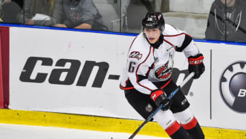 BOISBRIAND, QC - SEPTEMBER 29: Alex Beaucage #16 of the Rouyn-Noranda Huskies skates after the puck against the Blainville-Boisbriand Armada during the QMJHL game at Centre d'Excellence Sports Rousseau on September 29, 2017 in Boisbriand, Quebec, Canada. The Rouyn-Noranda Huskies defeated the Blainville-Boisbriand Armada 4-2. (Photo by Minas Panagiotakis/Getty Images)