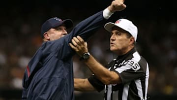 NEW ORLEANS, LA - AUGUST 30: Head coach Bill O'Brien of the Houston Texans reactsto a call during the game against the New Orleans Saints at the Mercedes-Benz Superdome on August 30, 2015 in New Orleans, Louisiana. (Photo by Chris Graythen/Getty Images)