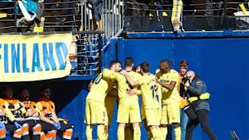Villarreal players celebrates a goal during the La Liga match between Villarreal and Espanyol at Estadio de la Ceramica on February 3, 2019 in Vila-real, Spain. (Photo by Maria Jose Segovia/NurPhoto via Getty Images)